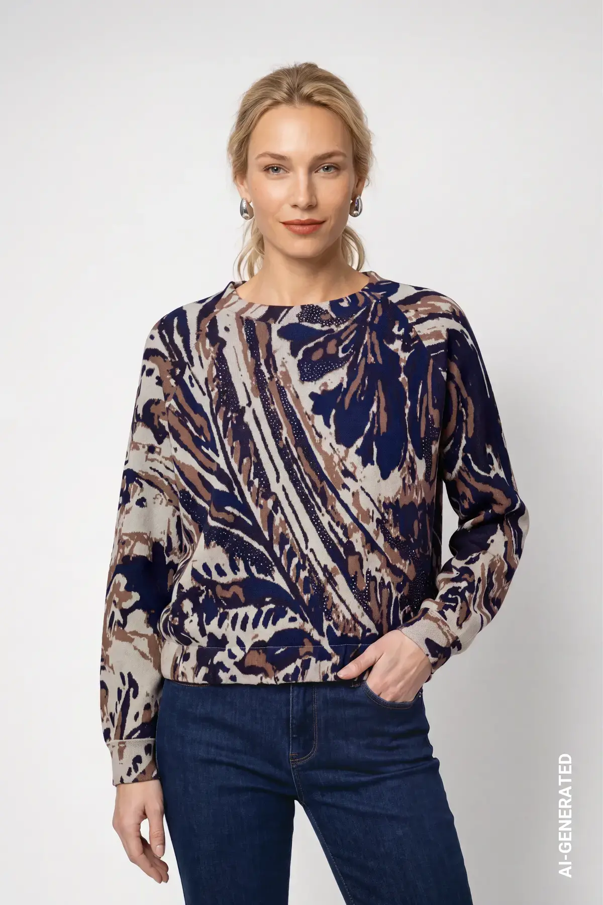 Trui met paisley-jacquard monari