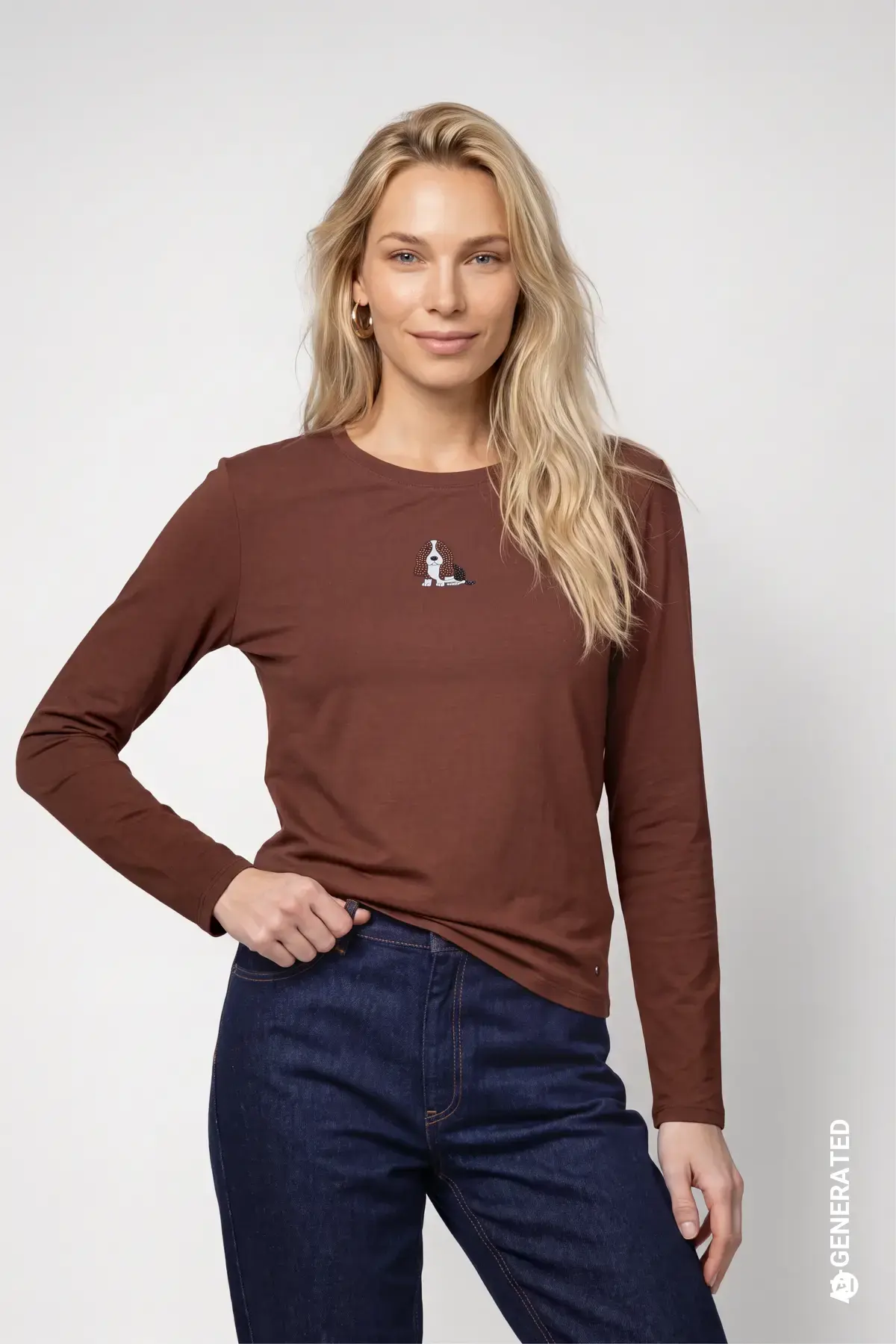 Shirt met lange mouwen en hondenprint monari