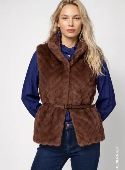 Kunstbond gilet met tailleceintuur