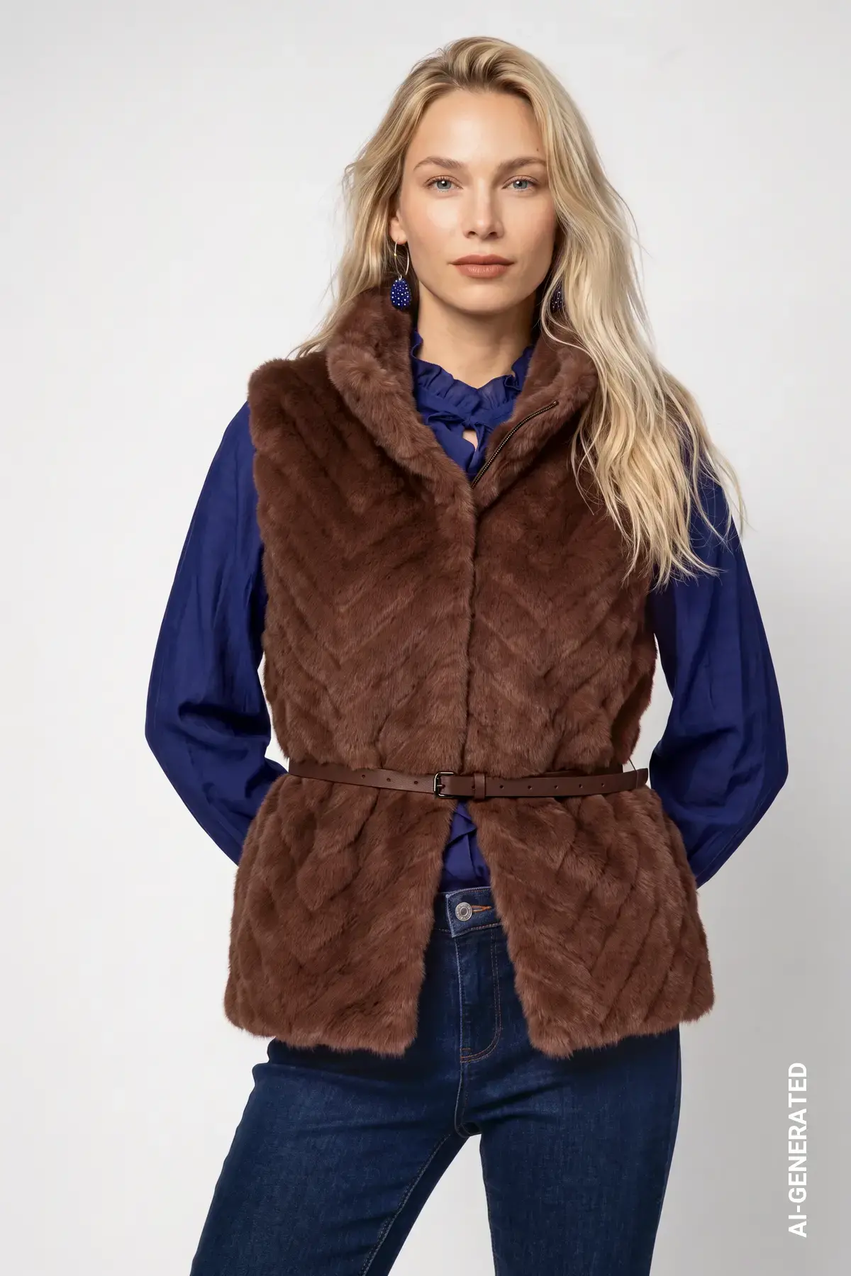 Kunstbond gilet met tailleceintuur monari