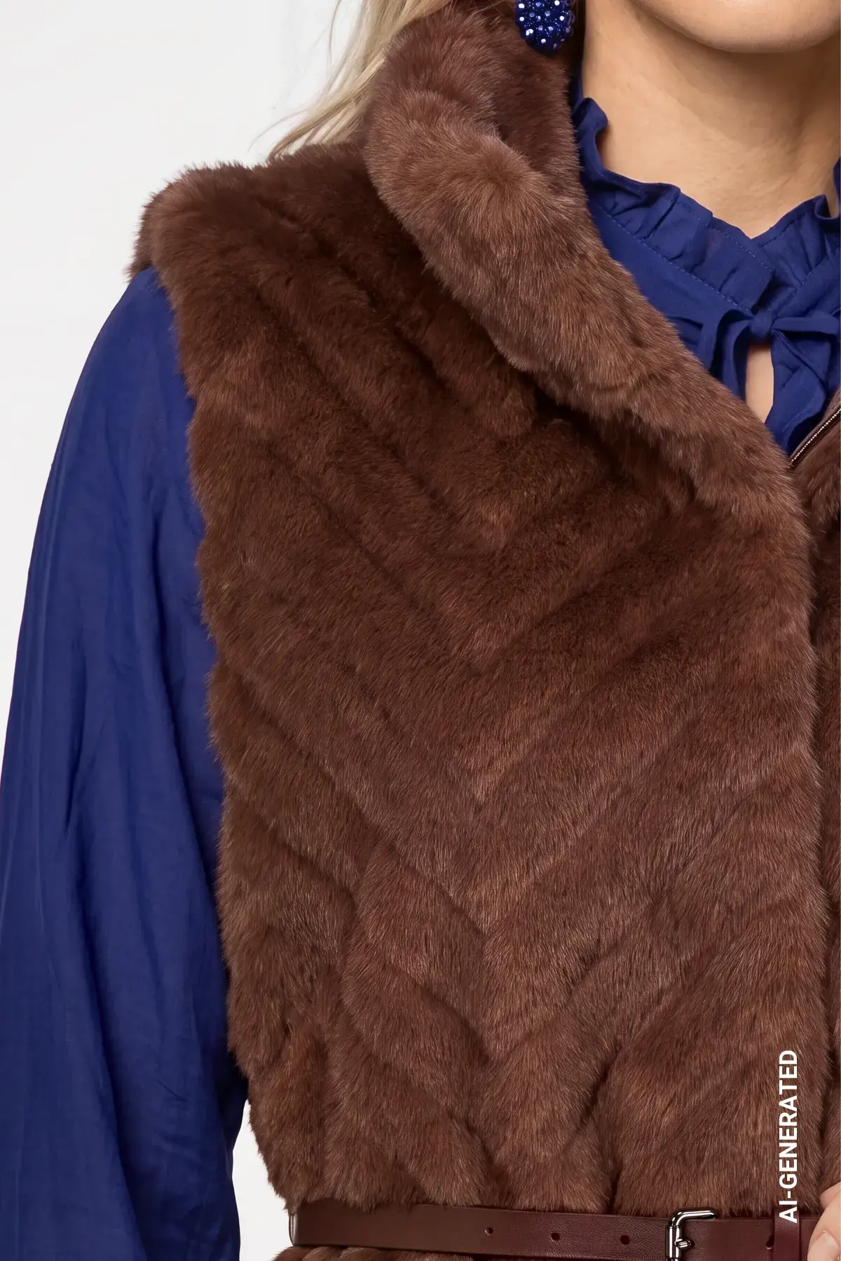 Kunstbond gilet met tailleceintuur - Afbeelding 4