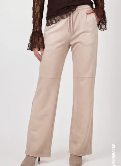 Wide leg velours broek