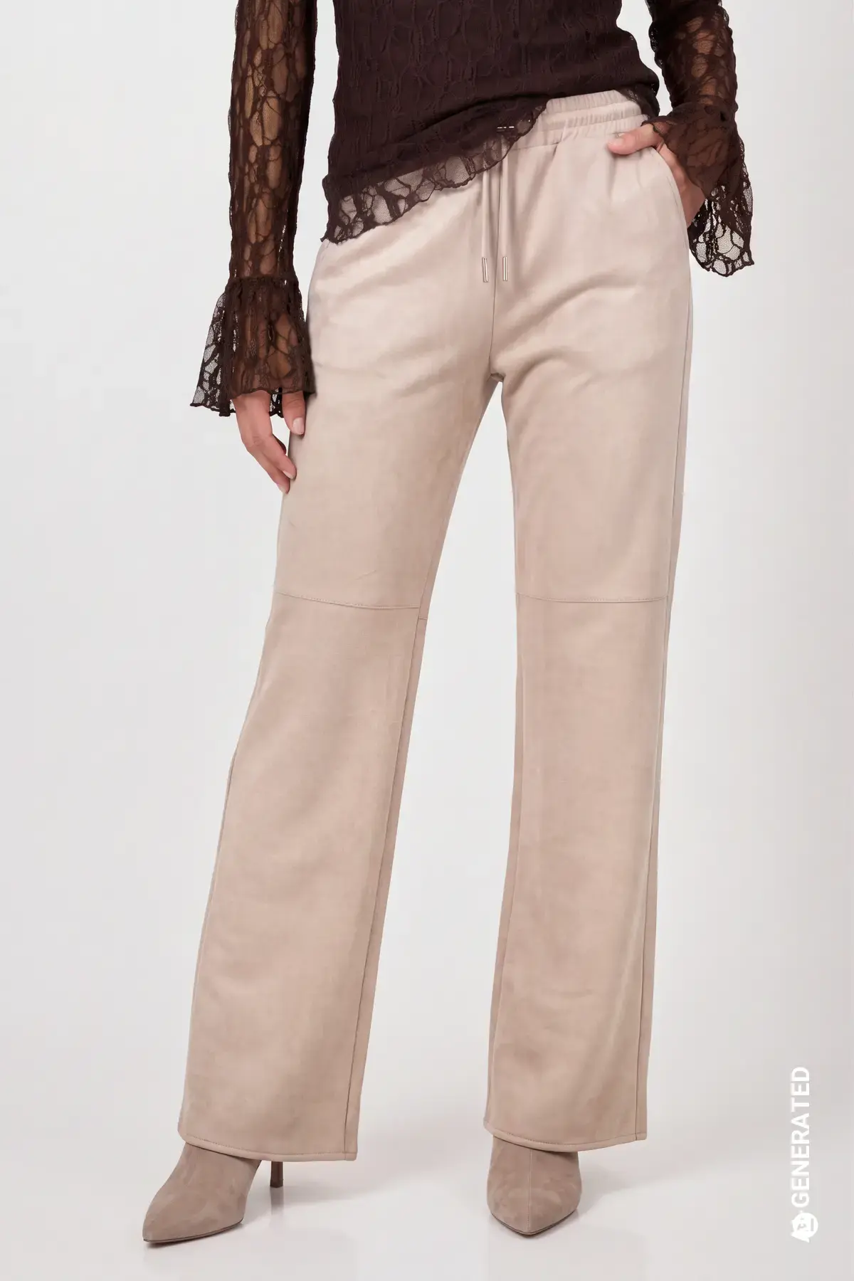 Wide leg velours broek monari