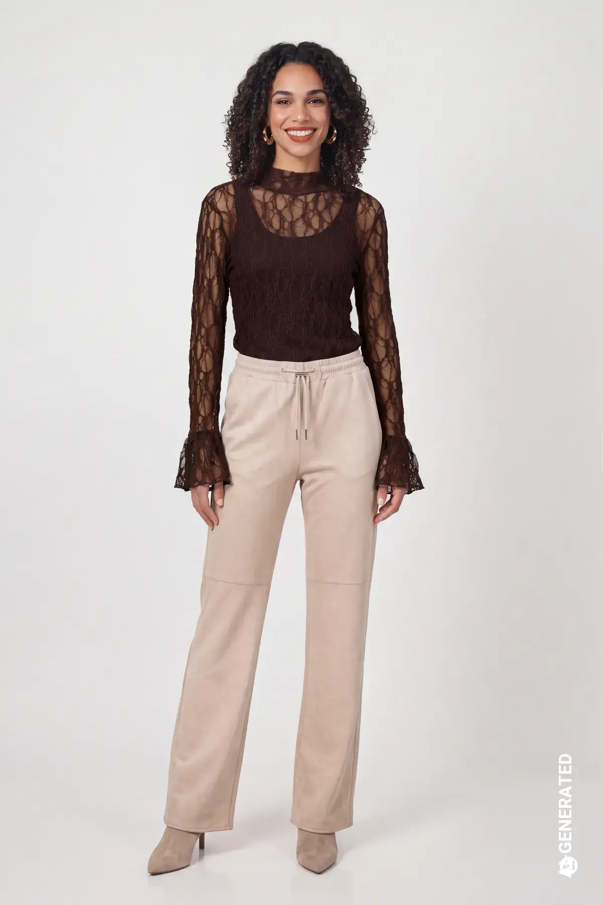 Wide leg velours broek - Afbeelding 5