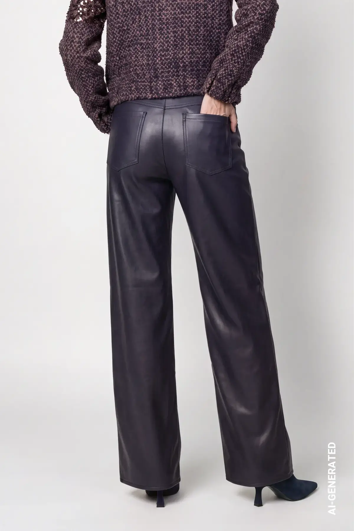 Broek met wijde pijpen van kunstleer - Afbeelding 2