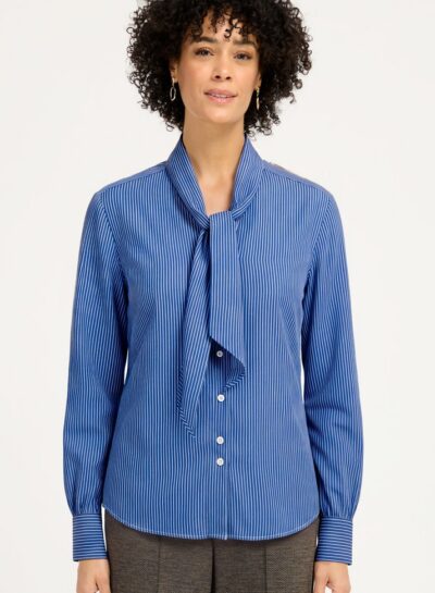 Gestreepte blouse met sjaalkraag