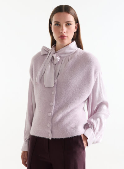 Lila spencer met zachte fluffy structuur